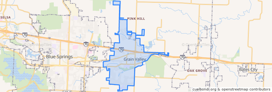 Mapa de ubicacion de Grain Valley.