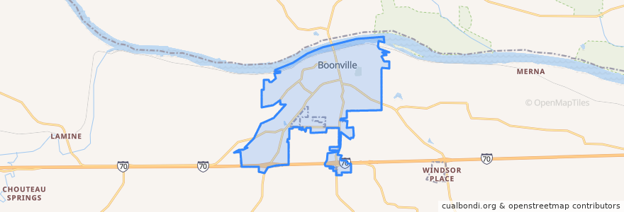 Mapa de ubicacion de Boonville.