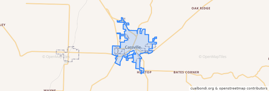 Mapa de ubicacion de Cassville.