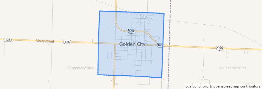 Mapa de ubicacion de Golden City.