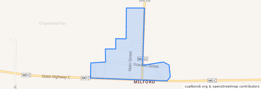 Mapa de ubicacion de Milford.