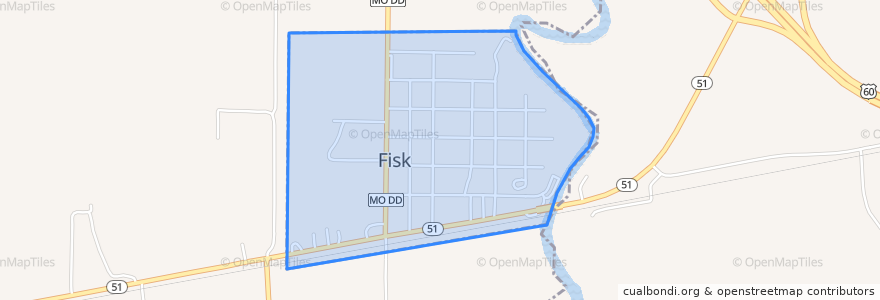 Mapa de ubicacion de Fisk.