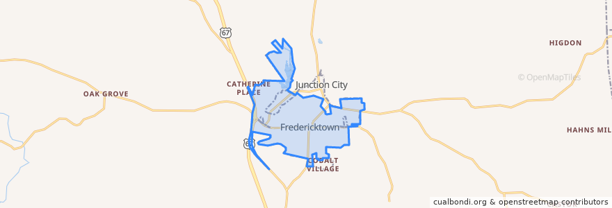 Mapa de ubicacion de Fredericktown.