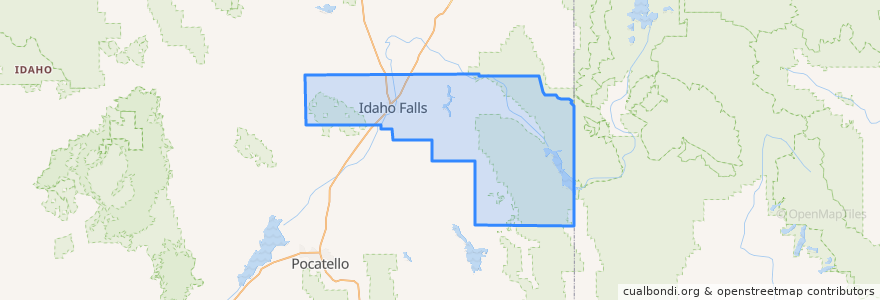 Mapa de ubicacion de Bonneville County.