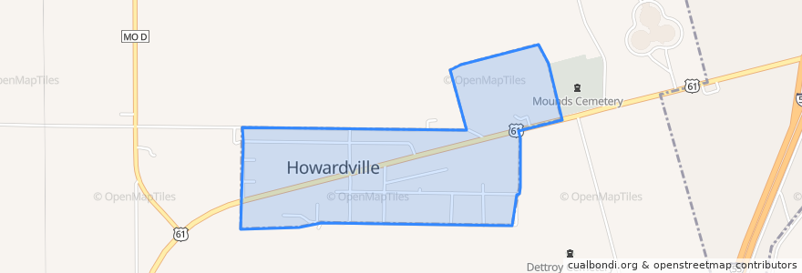 Mapa de ubicacion de Howardville.