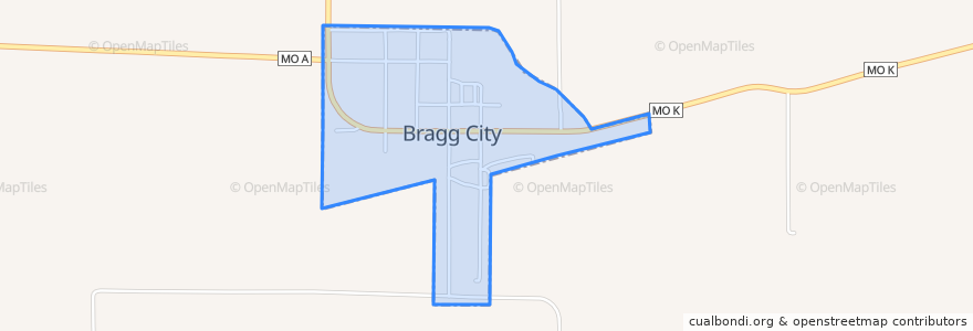 Mapa de ubicacion de Bragg City.