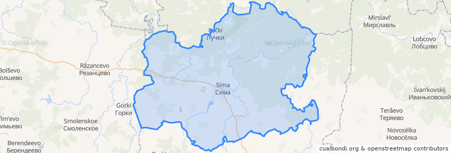 Mapa de ubicacion de Симское сельское поселение.