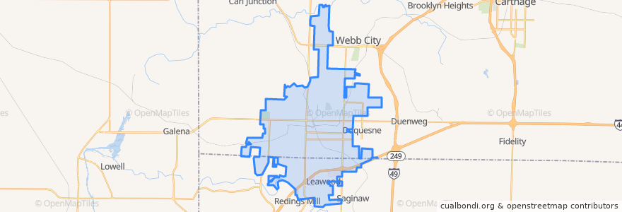 Mapa de ubicacion de Joplin.