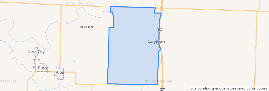 Mapa de ubicacion de Carytown.