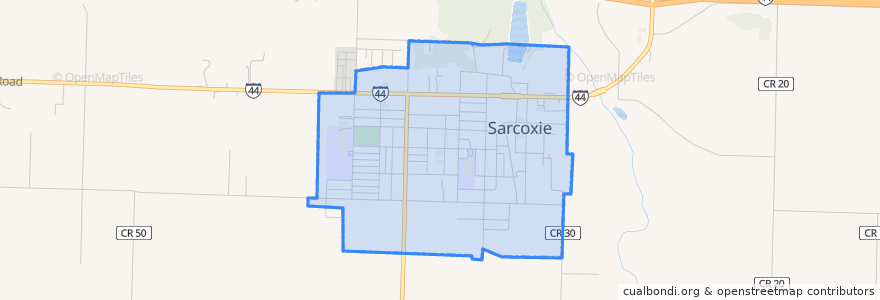 Mapa de ubicacion de Sarcoxie.