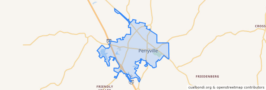 Mapa de ubicacion de Perryville.