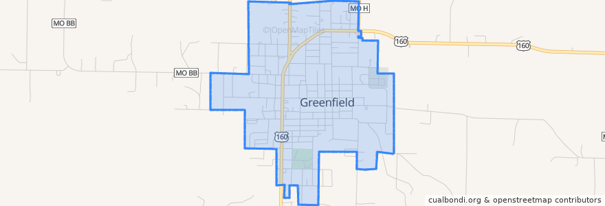 Mapa de ubicacion de Greenfield.