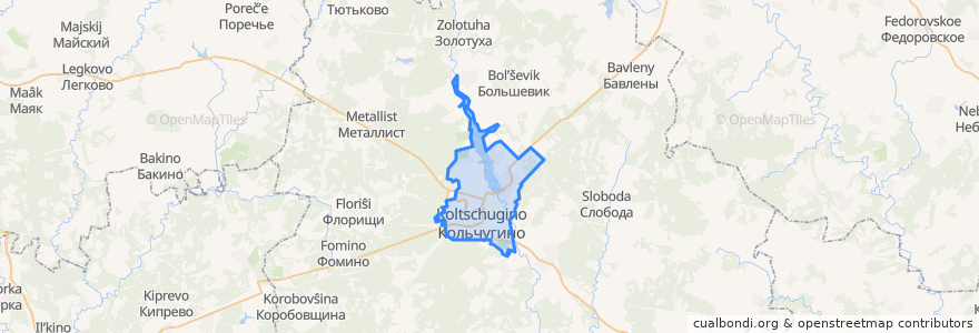 Mapa de ubicacion de городское поселение Кольчугино.