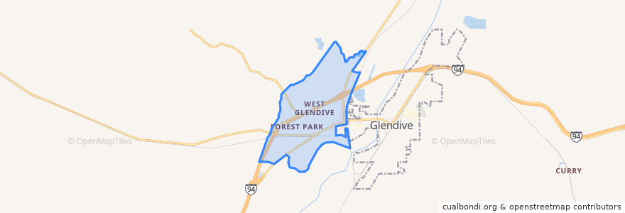 Mapa de ubicacion de West Glendive.