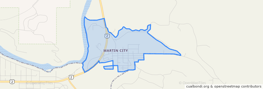 Mapa de ubicacion de Martin City.