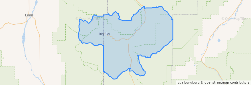 Mapa de ubicacion de Big Sky.