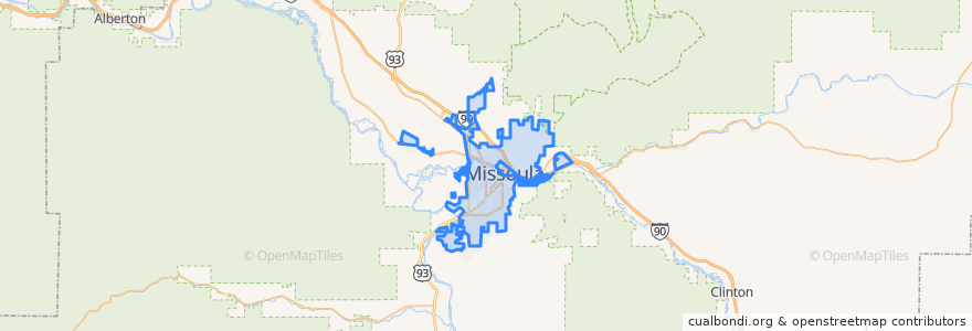 Mapa de ubicacion de Missoula.