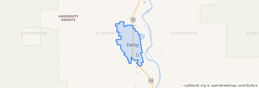 Mapa de ubicacion de Darby.