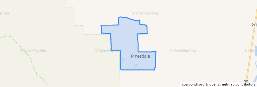 Mapa de ubicacion de Pinesdale.