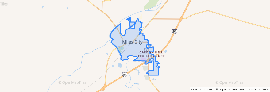 Mapa de ubicacion de Miles City.