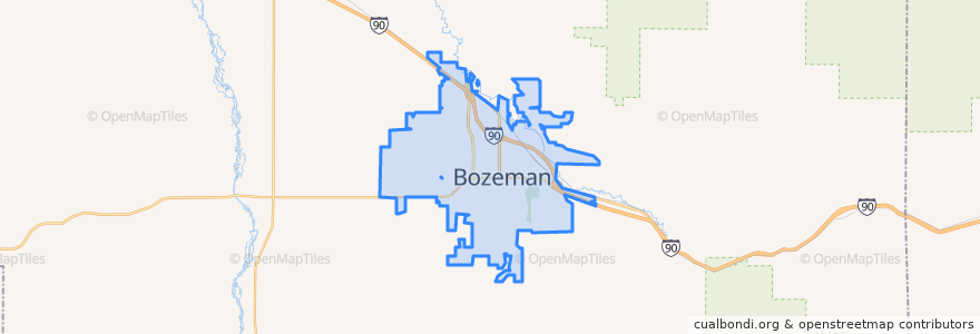 Mapa de ubicacion de Bozeman.