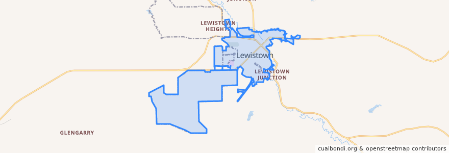 Mapa de ubicacion de Lewistown.