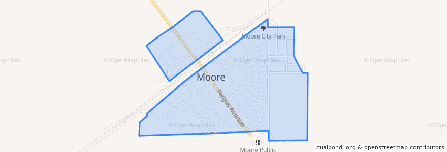 Mapa de ubicacion de Moore.