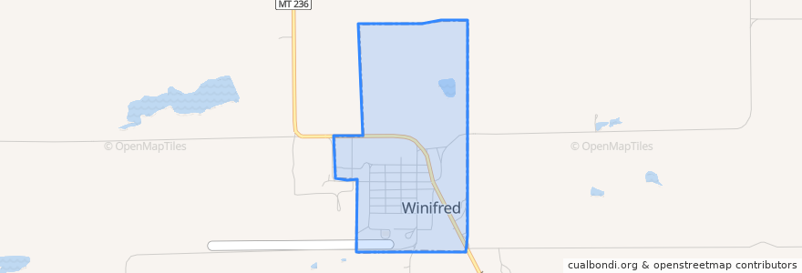 Mapa de ubicacion de Winifred.