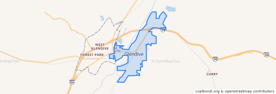 Mapa de ubicacion de Glendive.