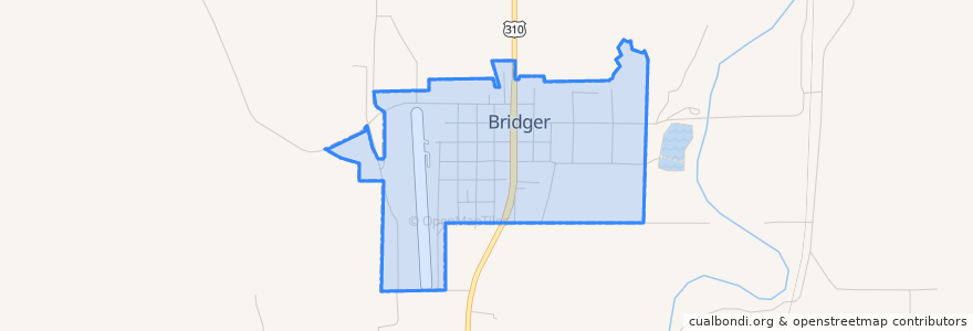 Mapa de ubicacion de Bridger.