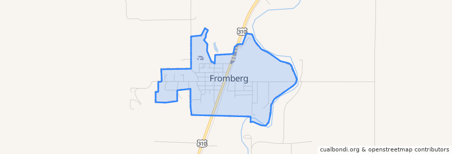 Mapa de ubicacion de Fromberg.