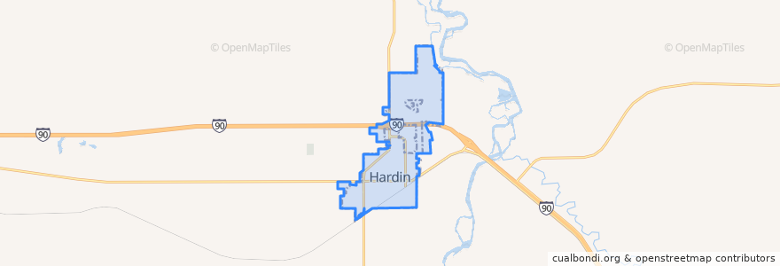 Mapa de ubicacion de Hardin.