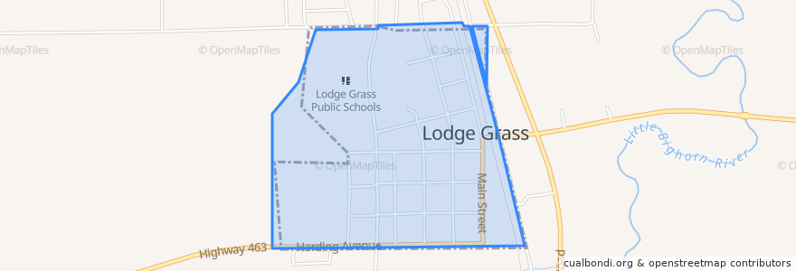 Mapa de ubicacion de Lodge Grass.