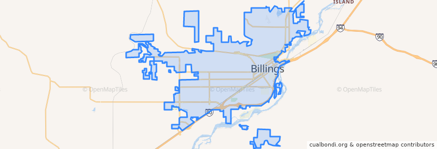 Mapa de ubicacion de Billings.