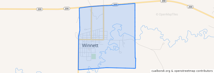 Mapa de ubicacion de Winnett.