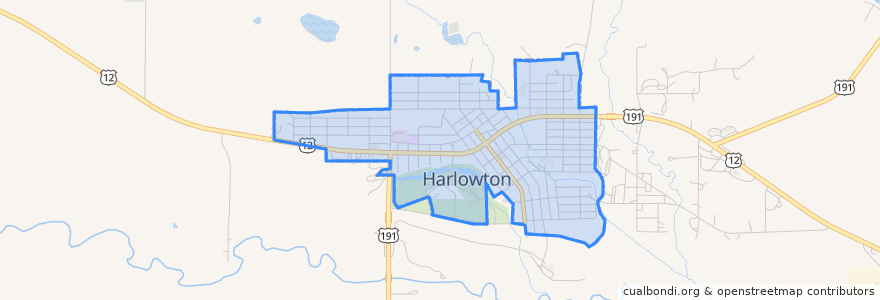 Mapa de ubicacion de Harlowton.