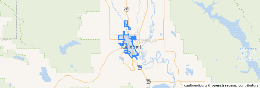 Mapa de ubicacion de Kalispell.