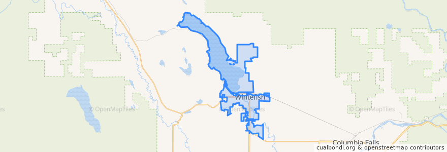 Mapa de ubicacion de Whitefish.