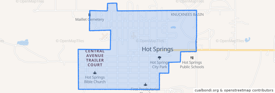 Mapa de ubicacion de Hot Springs.