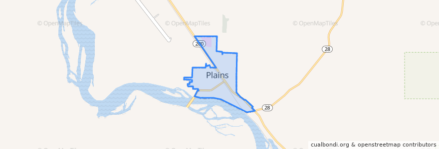 Mapa de ubicacion de Plains.