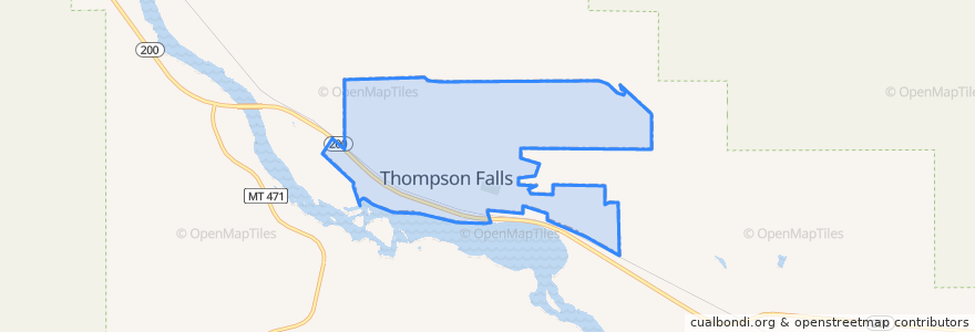 Mapa de ubicacion de Thompson Falls.