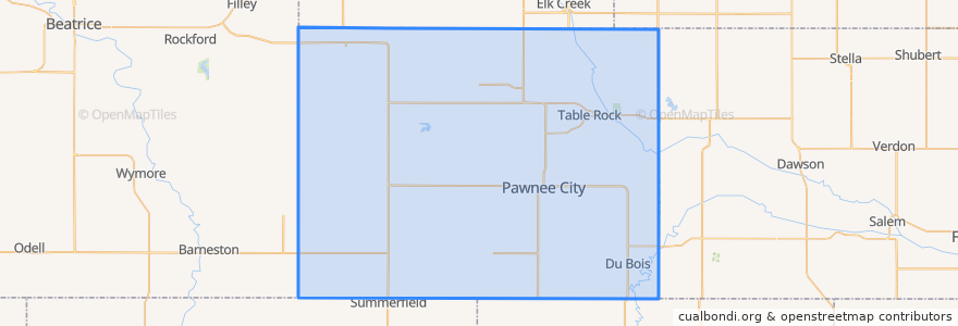 Mapa de ubicacion de Pawnee County.