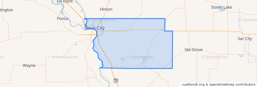 Mapa de ubicacion de Woodbury County.