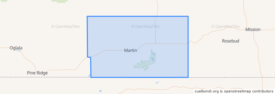 Mapa de ubicacion de Bennett County.