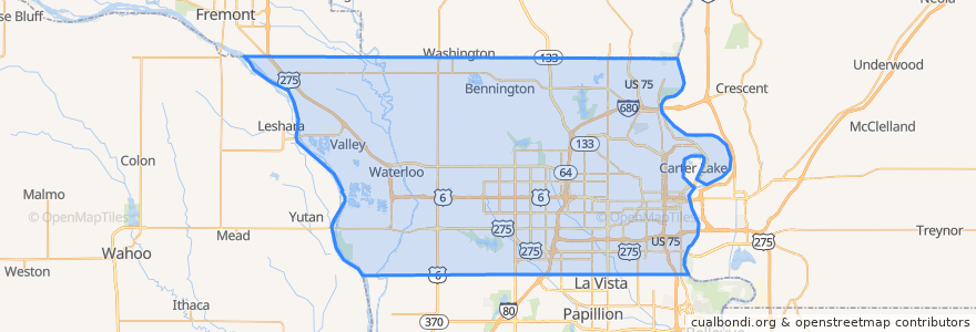 Mapa de ubicacion de Douglas County.