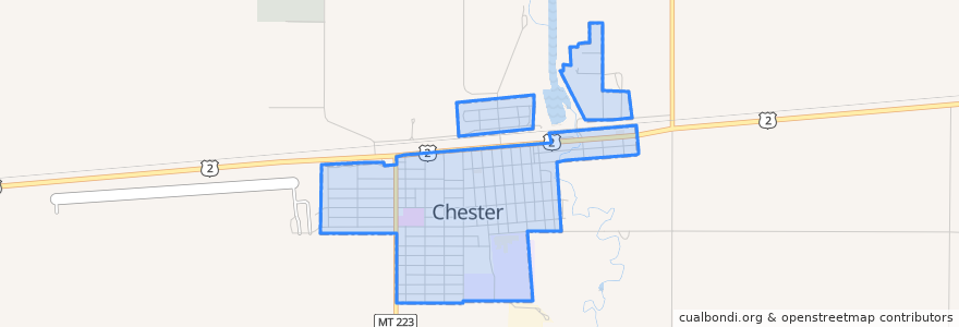 Mapa de ubicacion de Chester.