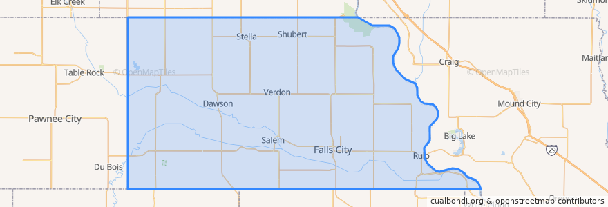 Mapa de ubicacion de Richardson County.