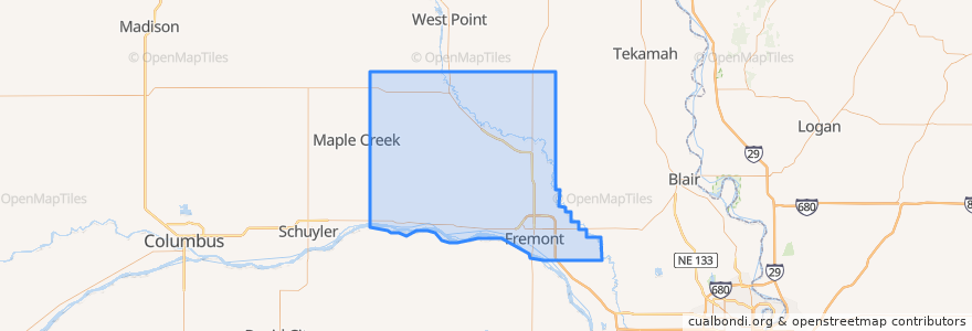 Mapa de ubicacion de Dodge County.