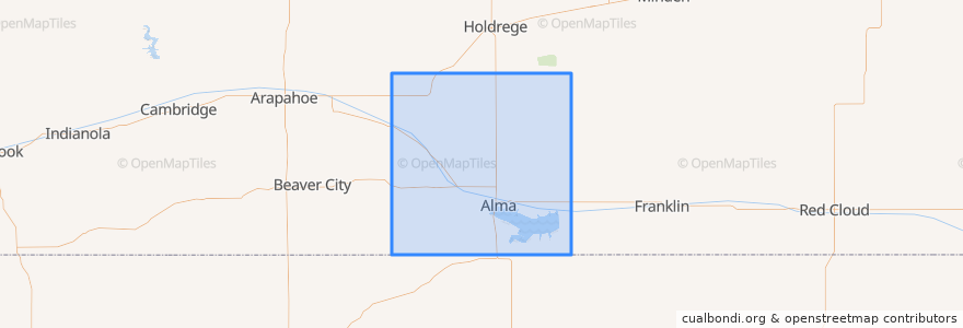 Mapa de ubicacion de Harlan County.