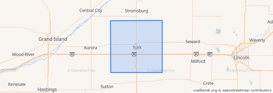 Mapa de ubicacion de York County.